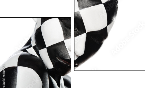 Portrait of woman in a checkerboard  - Obraz dwuczęściowy, Dyptyk