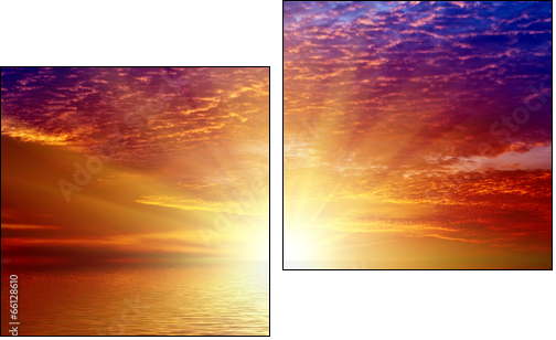 Sunset on sea  - Obraz dwuczęściowy, Dyptyk
