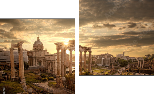 Famous Roman ruins in Rome, Capital city of Italy  - Obraz dwuczęściowy, Dyptyk
