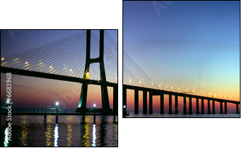 Vasco da Gama panorama most o zmierzchu
 - Obraz dwuczęściowy, Dyptyk