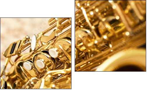 Fragment saxophone closeup  - Obraz dwuczęściowy, Dyptyk