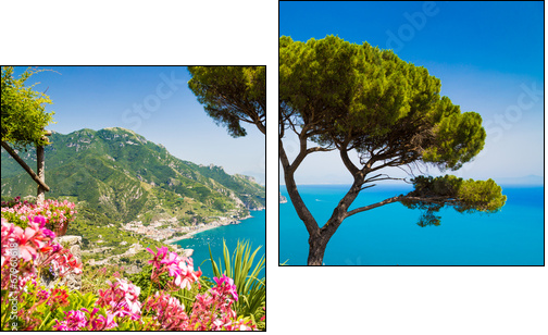 Postcard view of Amalfi Coast, Ravello, Campania, Italy  - Obraz dwuczęściowy, Dyptyk