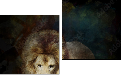 Watercolor Image Of  Walking Lion  - Obraz dwuczęściowy, Dyptyk