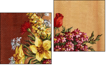 Painting, garden flowers in a clay amphora  - Obraz dwuczęściowy, Dyptyk