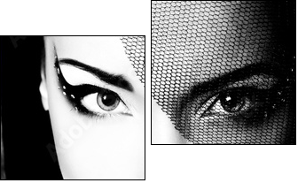 portrait of beautiful young woman, black and white retro styliza  - Obraz dwuczęściowy, Dyptyk