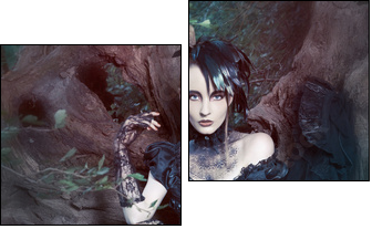 Beautiful, romantic gothic styled woman  - Obraz dwuczęściowy, Dyptyk