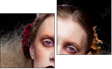 Halloween Beauty woman makeup  - Obraz dwuczęściowy, Dyptyk