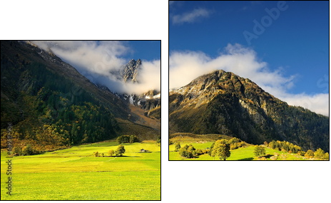 Szwajcarskie Alpy, z widokiem na stok  - Obraz dwuczęściowy, Dyptyk