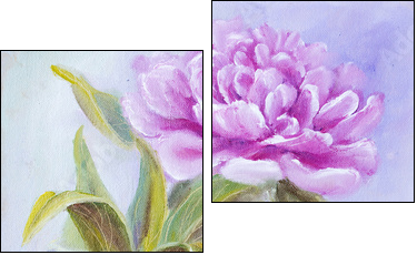Peony in vase, oil painting on canvas  - Obraz dwuczęściowy, Dyptyk