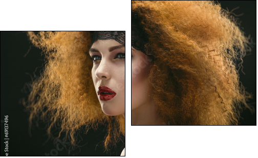 Studio portrait of passionate  redhaired woman  - Obraz dwuczęściowy, Dyptyk