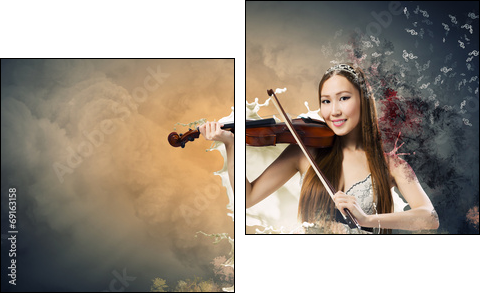 Woman violinist  - Obraz dwuczęściowy, Dyptyk