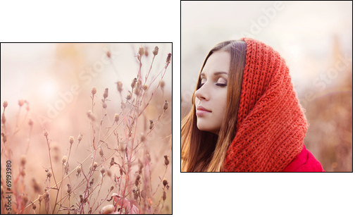 Autumn girl  - Obraz dwuczęściowy, Dyptyk