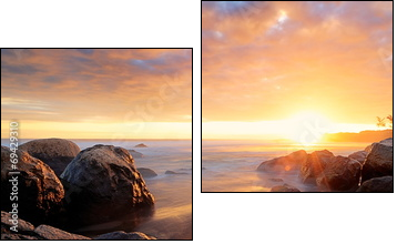 Plage de La RÃ©union au crÃ©puscule.  - Obraz dwuczęściowy, Dyptyk