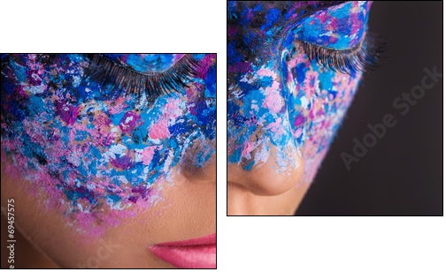 Colorful makeup  - Obraz dwuczęściowy, Dyptyk