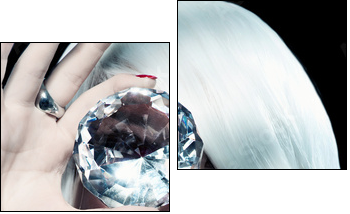 Portrait of beauty model girl with a big diamond  - Obraz dwuczęściowy, Dyptyk