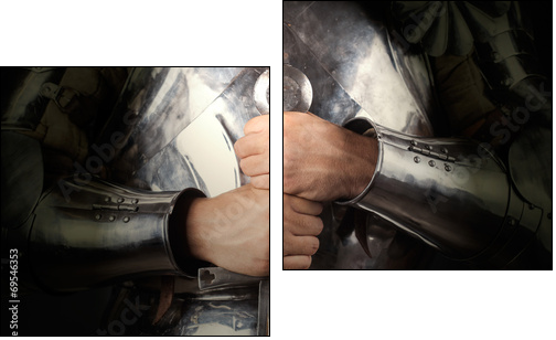 knight wearing armor and holding two-handed sword  - Obraz dwuczęściowy, Dyptyk