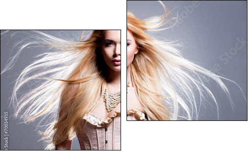 Beautiful sexy woman with long blonde hair.  - Obraz dwuczęściowy, Dyptyk