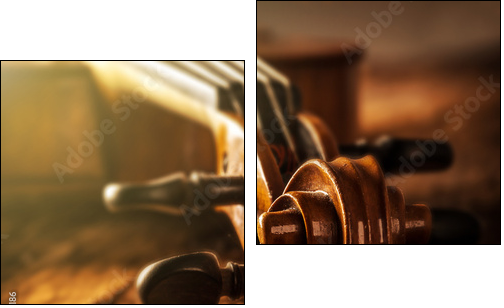 violin in vintage style  - Obraz dwuczęściowy, Dyptyk