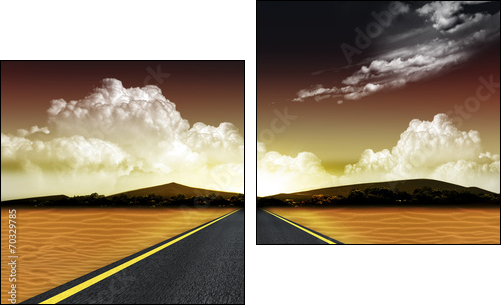 Night View Road  - Obraz dwuczęściowy, Dyptyk