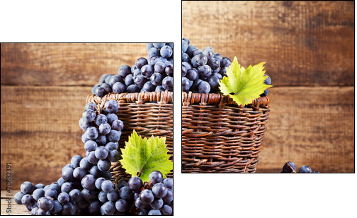 grape in wooden basket  - Obraz dwuczęściowy, Dyptyk