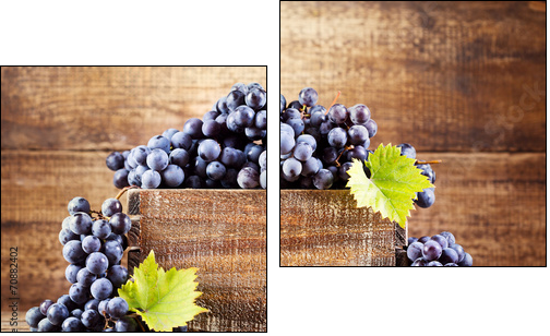 grape in wooden box  - Obraz dwuczęściowy, Dyptyk