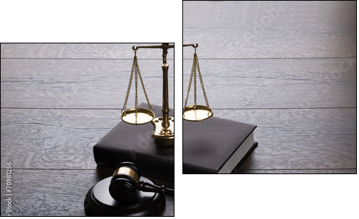 Judge gavel and scales  - Obraz dwuczęściowy, Dyptyk