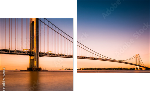Verrazano-Narrows Bridge at sunset as viewed from Long Island - Obraz dwuczęściowy, Dyptyk