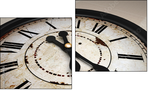 Tarcza zegara w stylu vintage
 - Obraz dwuczęściowy, Dyptyk