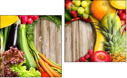 Vegetables and Fruit Heart Shaped  - Obraz dwuczęściowy, Dyptyk
