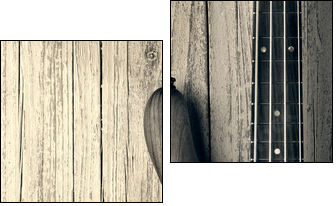 bass on wood vintage photo  - Obraz dwuczęściowy, Dyptyk