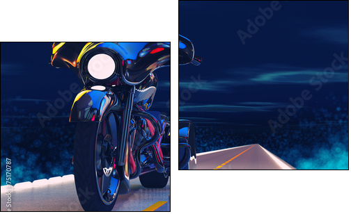 Night Motorcycle  - Obraz dwuczęściowy, Dyptyk