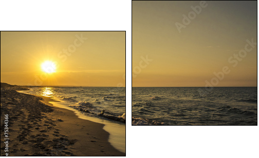 Tramonto sulla spiaggia  - Obraz dwuczęściowy, Dyptyk