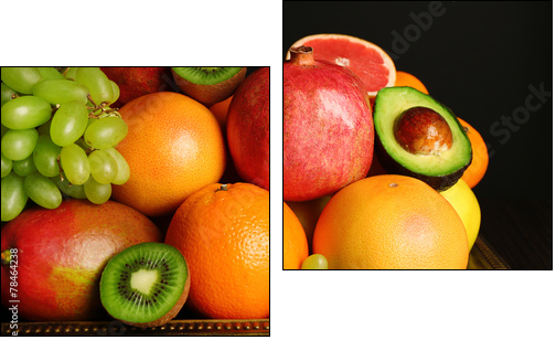 Assortment of fruits on table, close-up  - Obraz dwuczęściowy, Dyptyk