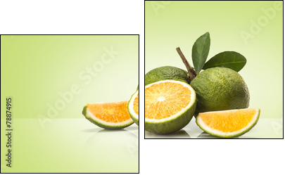 Green sweet oranges fruit  - Obraz dwuczęściowy, Dyptyk