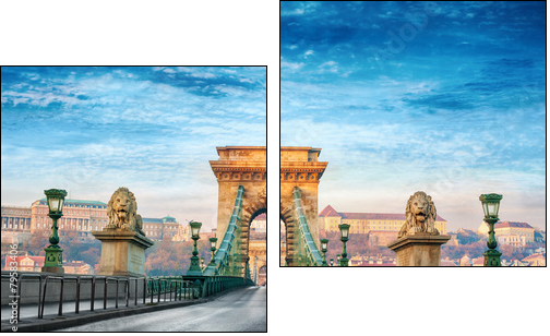 Chain bridge Budapest Hungary - Obraz dwuczęściowy, Dyptyk
