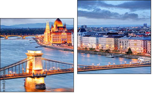 Budapest with chain bridge and parliament, Hungary - Obraz dwuczęściowy, Dyptyk