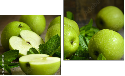 Zieleń śpiących jabłek - Obraz dwuczęściowy, Dyptyk