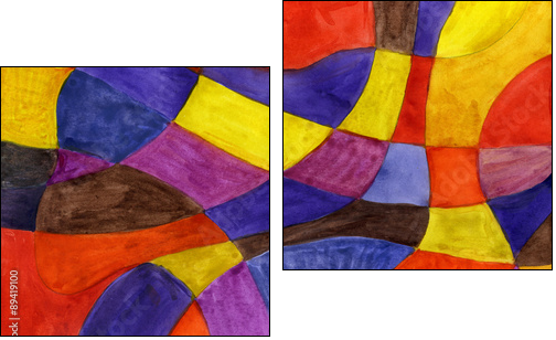Abstract watercolor lines and shapes painting. Vibrant colors. - Obraz dwuczęściowy, Dyptyk