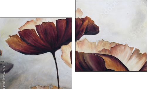 Poppy abstract painting - Obraz dwuczęściowy, Dyptyk