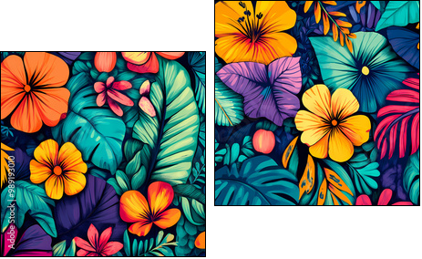 Kwiaty w stylu pop – art - Obraz dwuczęściowy, Dyptyk