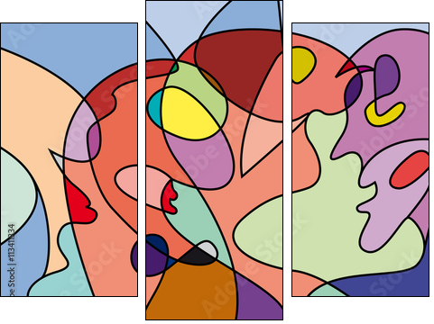 abstract people in confusion, colorful vector background - Obraz trzyczęściowy, Tryptyk