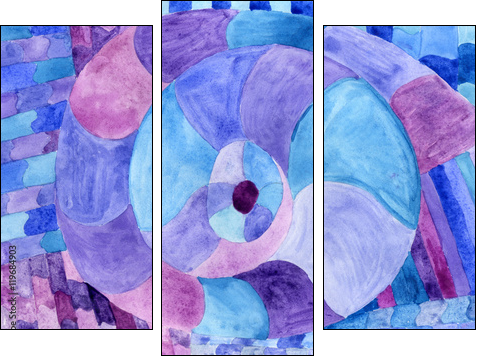 Watercolor Nautilus Picasso in blue. Sea theme watercolor. Sea Picasso. - Obraz trzyczęściowy, Tryptyk