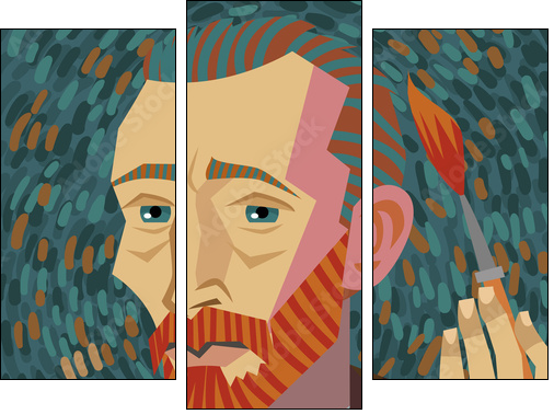 van gogh painter face drawing - Obraz trzyczęściowy, Tryptyk