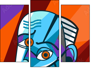 cubist great painter face portrait painting - Obraz trzyczęściowy, Tryptyk