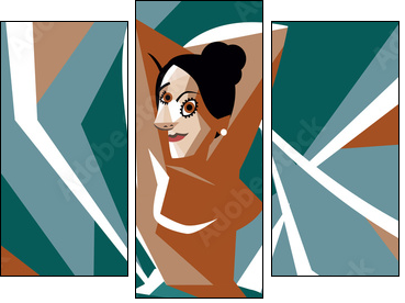 cubist woman painting - Obraz trzyczęściowy, Tryptyk