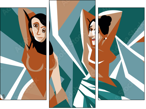 cubist women painting - Obraz trzyczęściowy, Tryptyk