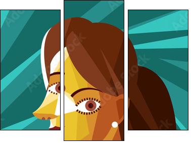 beautiful cubist woman portrait - Obraz trzyczęściowy, Tryptyk