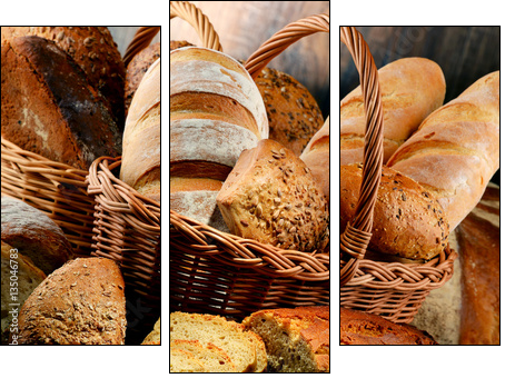 Chleb z pełnych ziaren zbóż - Obraz trzyczęściowy, Tryptyk