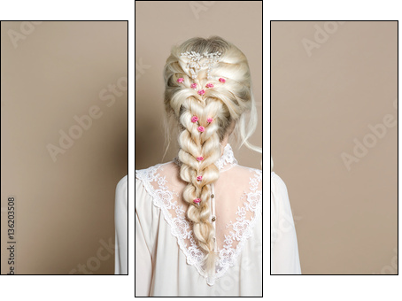 NatÃ¼rliches romantisches Make-up und Styling fÃ¼r eine Hochzeit - Obraz trzyczęściowy, Tryptyk