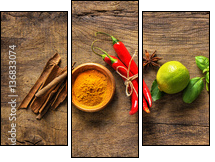Various herbs and spices - Obraz trzyczęściowy, Tryptyk